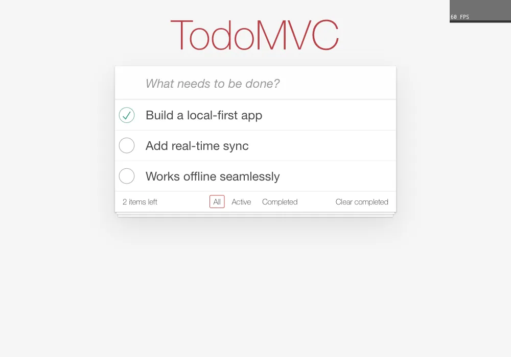 TodoMVC (React) application interface