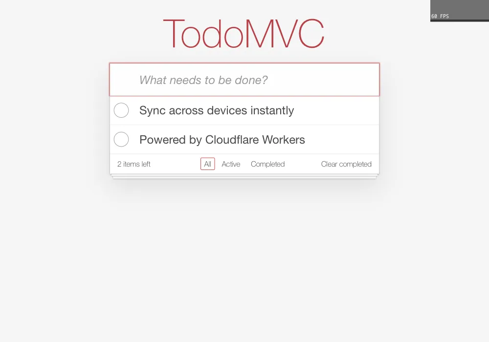 TodoMVC + CF Sync application interface